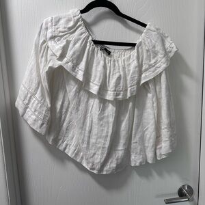Zara Cream Ruffled Off-Shoulder Blouse